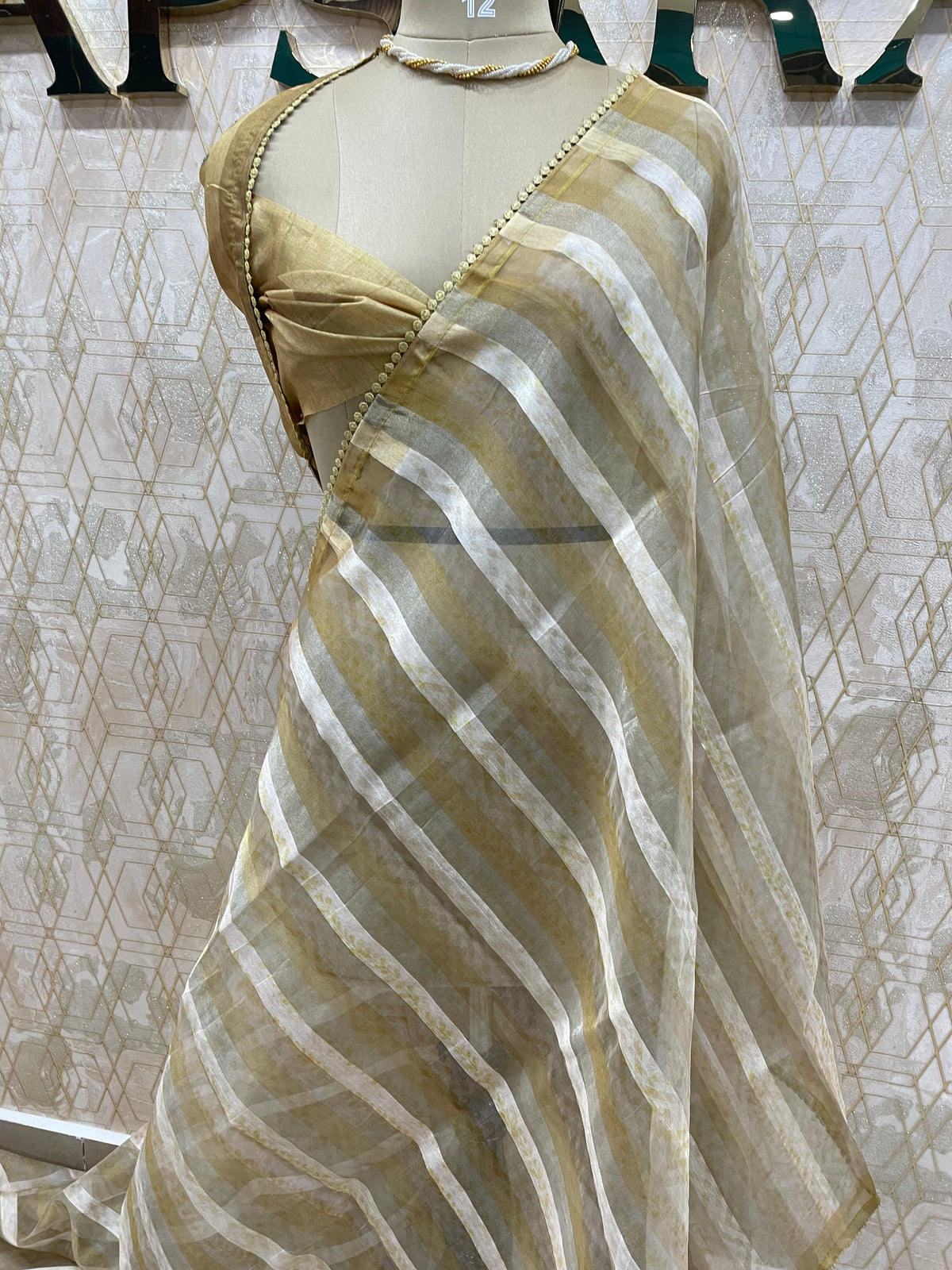 Yellow Tissue Stripes Saree 29