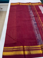 Grey n Red Cotton Silk Ilkal Saree 10