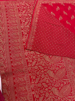 Red Pure Banarasi Crepe Self Saree 03