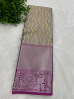Gold n Pink Brocade Semi Kanchi Tissue Saree