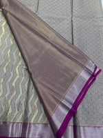 Gold n Pink Brocade Semi Kanchi Tissue Saree