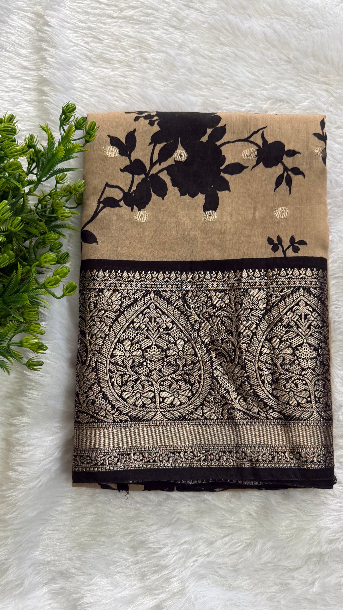 Cream Soft Butter tussar saree