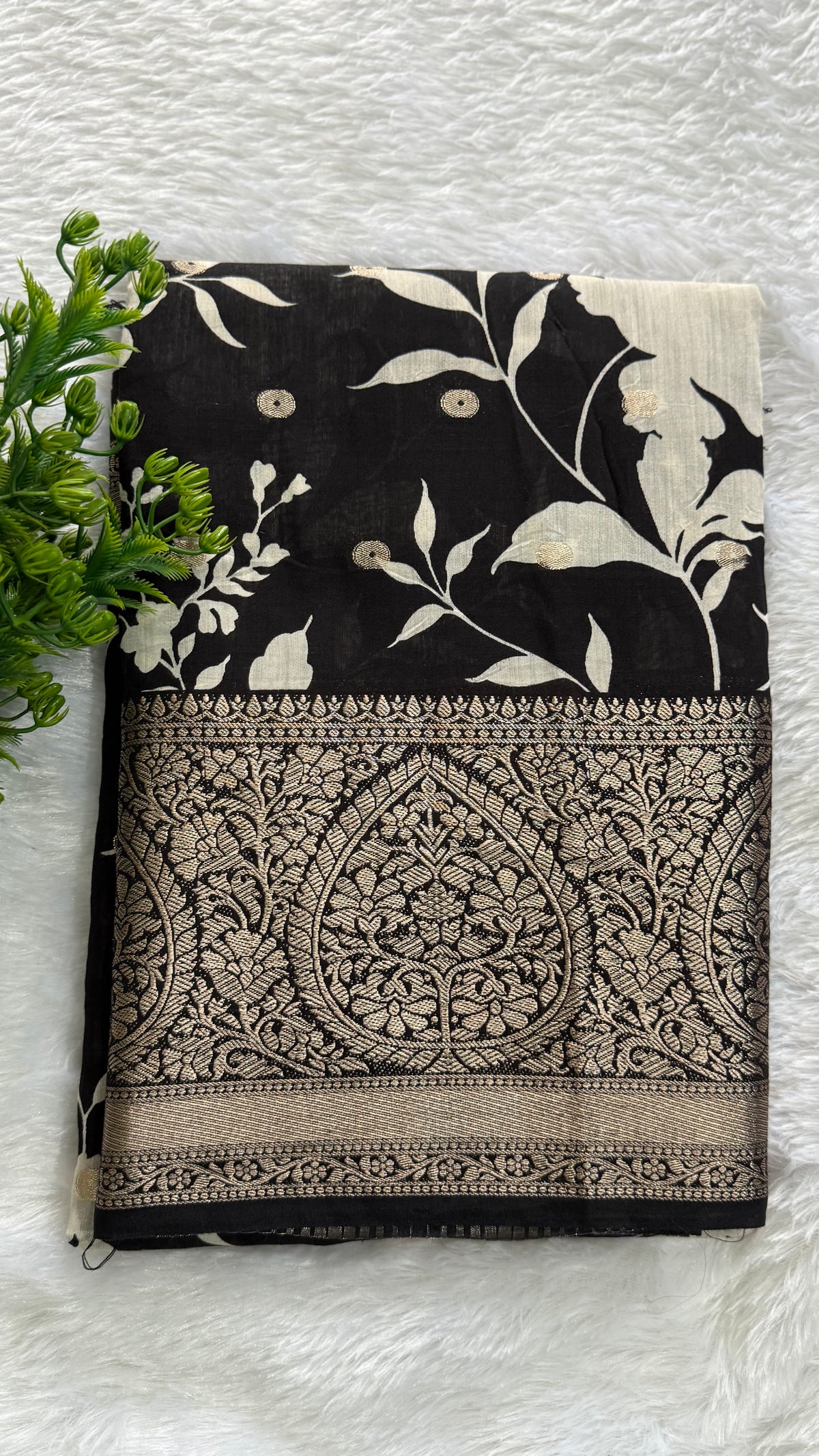 Black Soft Butter Tussar saree