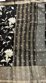 Black Soft Butter Tussar saree