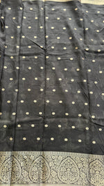 Black Soft Butter Tussar saree