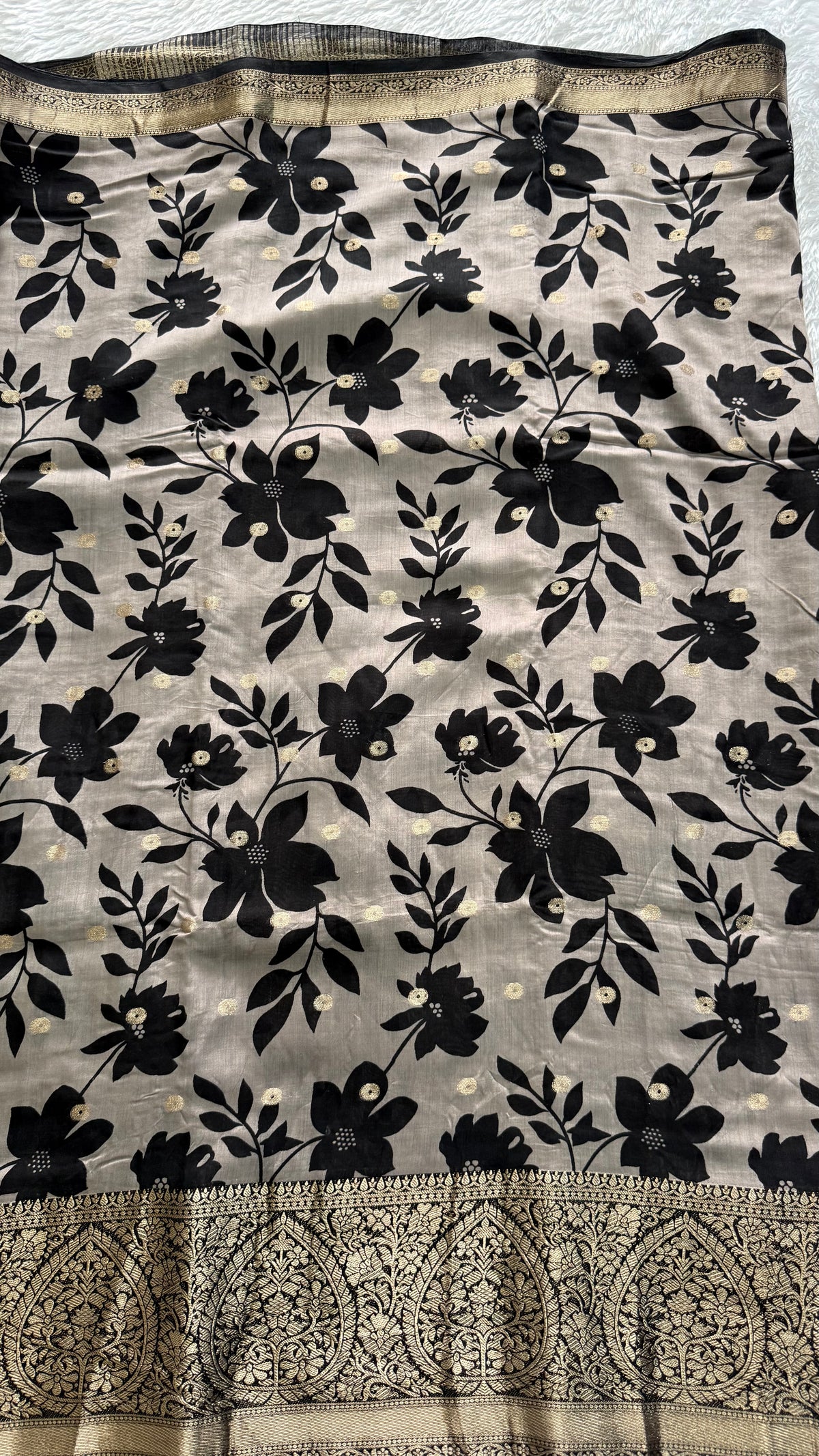 Ash grey Soft Butter Tussar saree