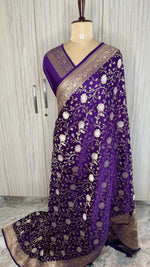 Purple Mashru Satin Silk Saree