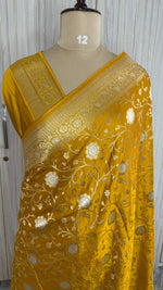 Mastard Yellow Mashru Satin Silk Saree