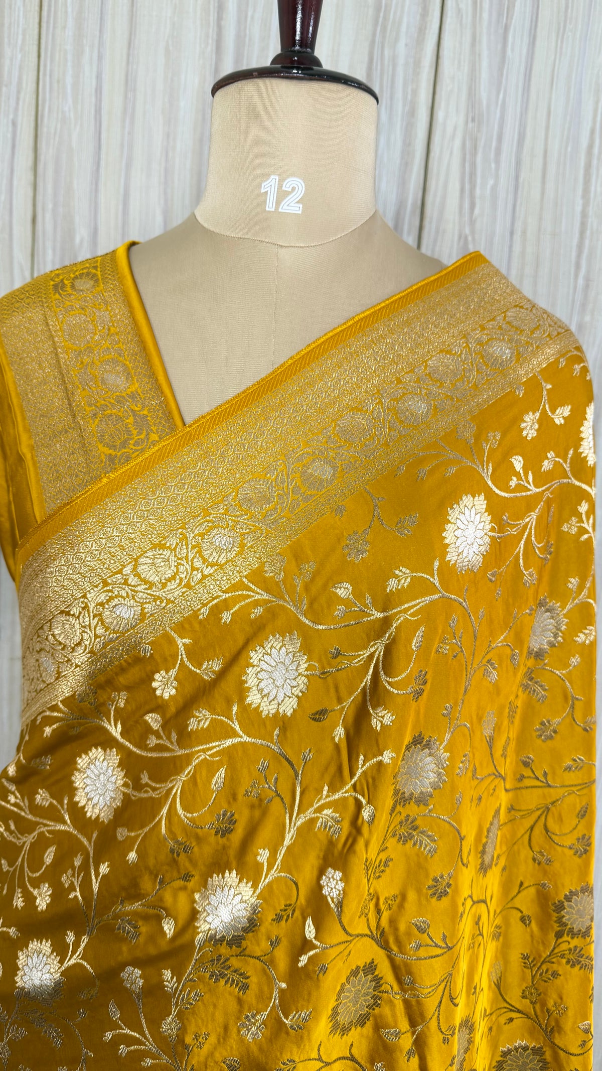Mastard Yellow Mashru Satin Silk Saree