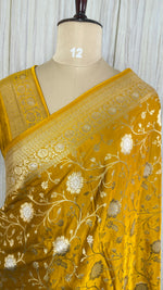 Mastard Yellow Mashru Satin Silk Saree