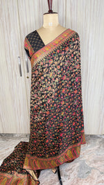 Black Pashmina Crepe Saree