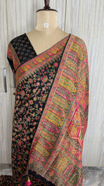 Black Pashmina Crepe Saree