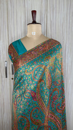 Teal Blue Pashmina Crepe Saree