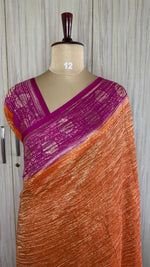 Orange and Rani Pink Crush Tissue Saree
