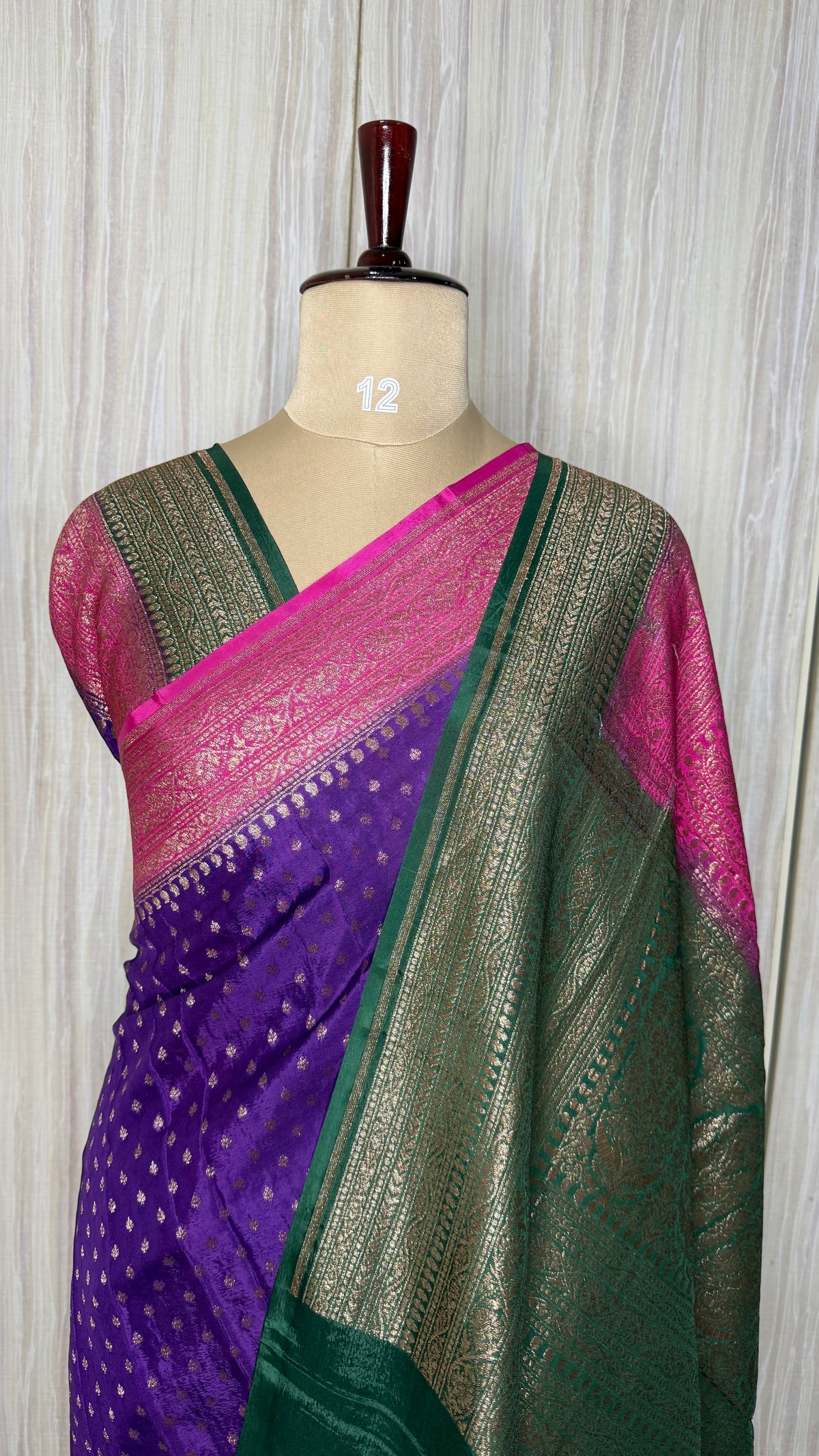 Purple Banarasi Crepe 3D Saree