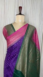 Purple Banarasi Crepe 3D Saree