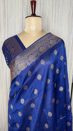 Navy Blue Tussar silk