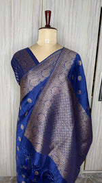 Navy Blue Tussar silk