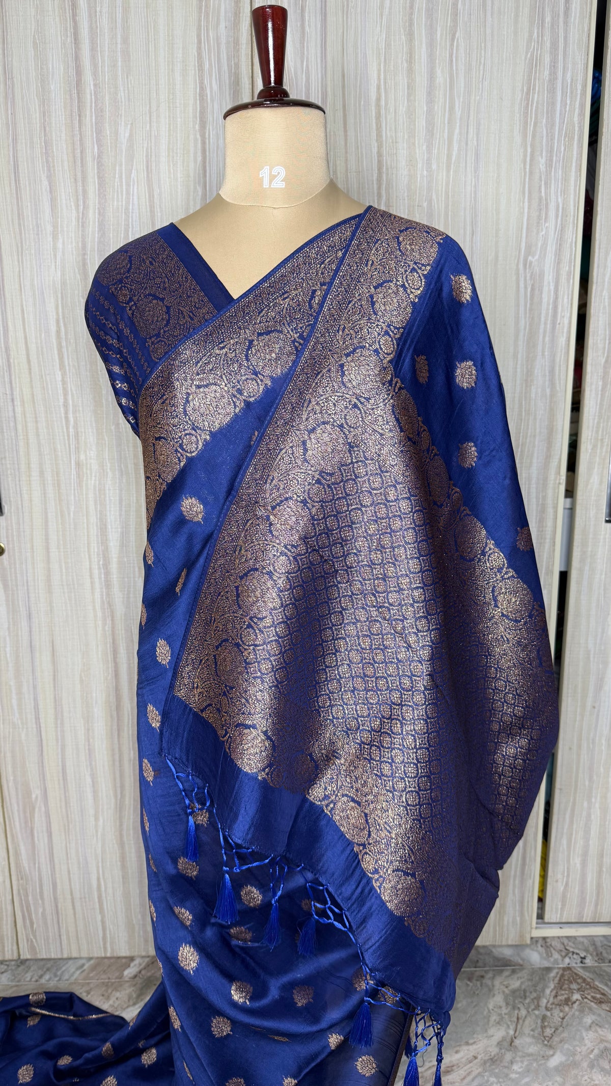 Navy Blue Tussar silk