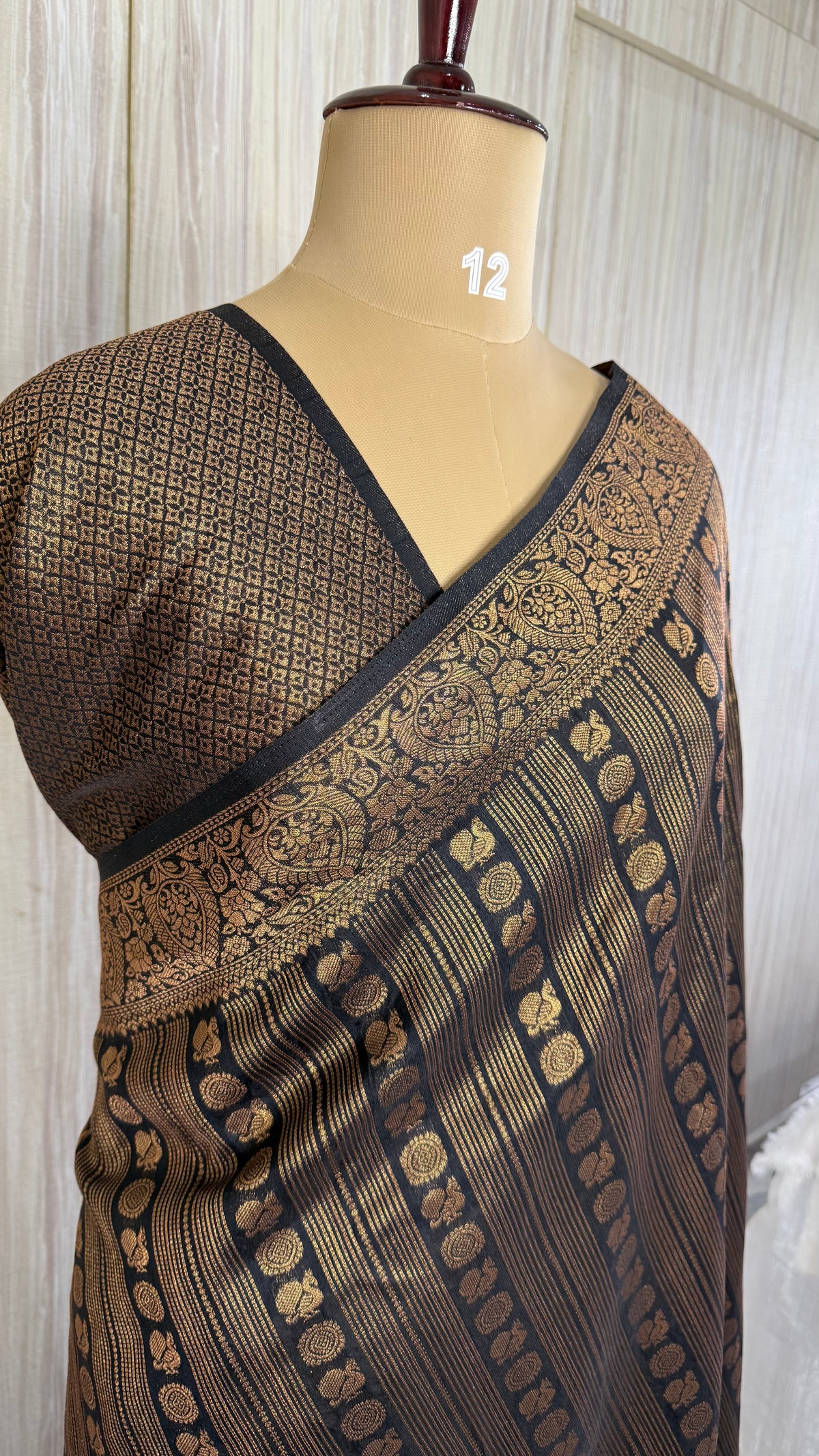Black Linen with Brocade Saree