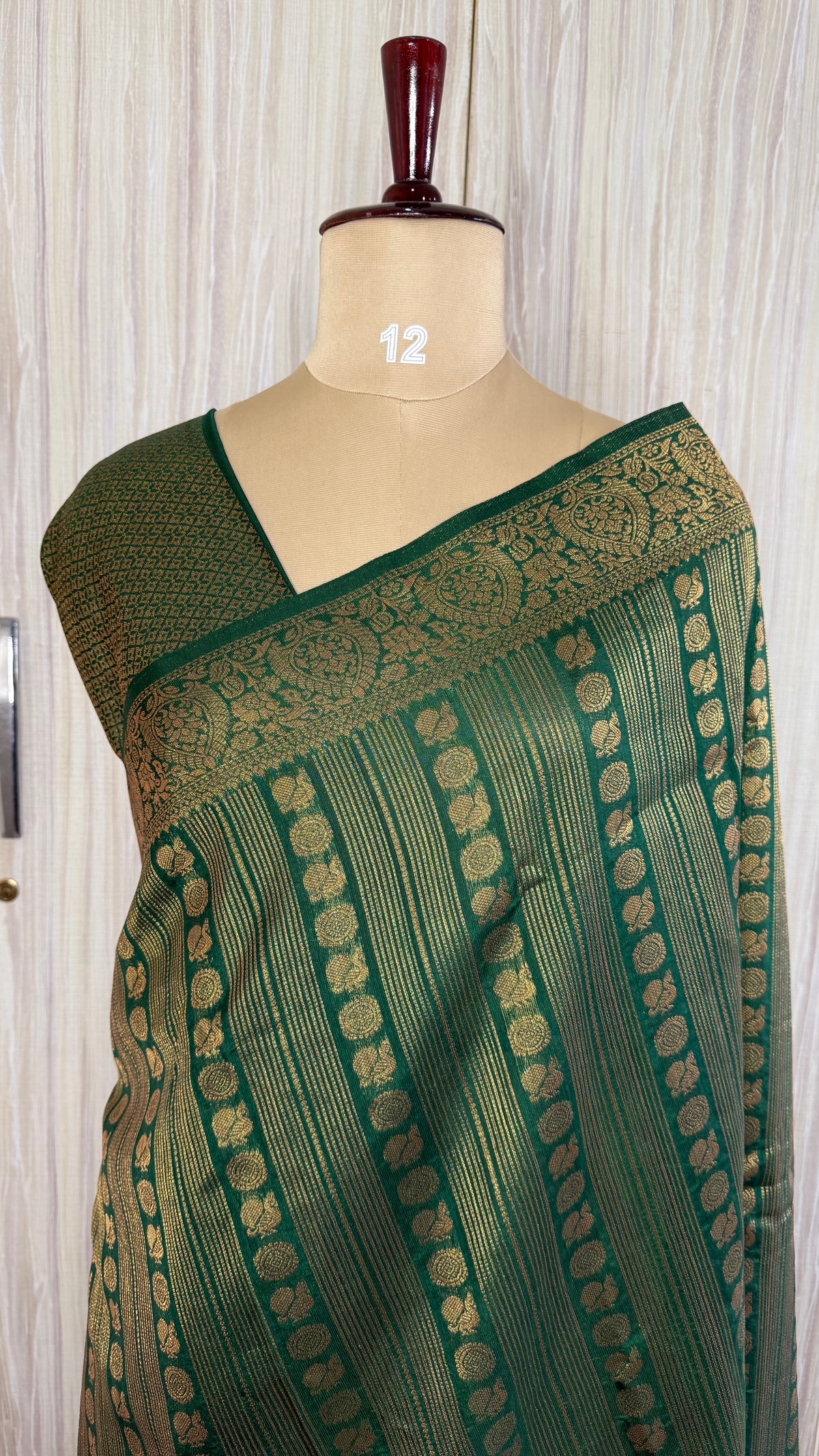 Green Linen with Brocade Saree
