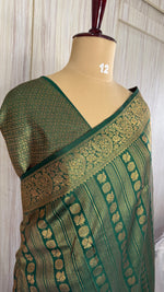 Green Linen with Brocade Saree