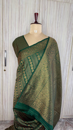 Green Linen with Brocade Saree
