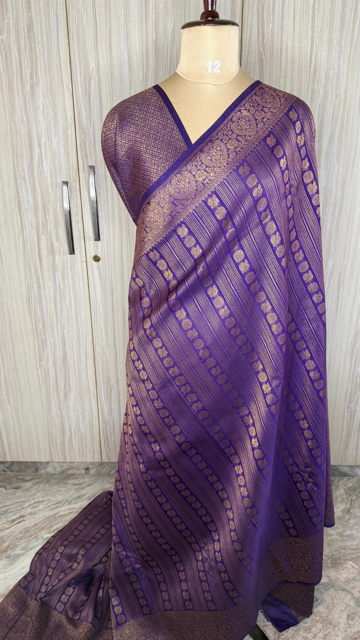 Purple Linen with Brocade Saree