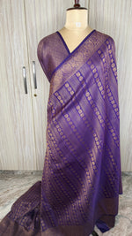 Purple Linen with Brocade Saree