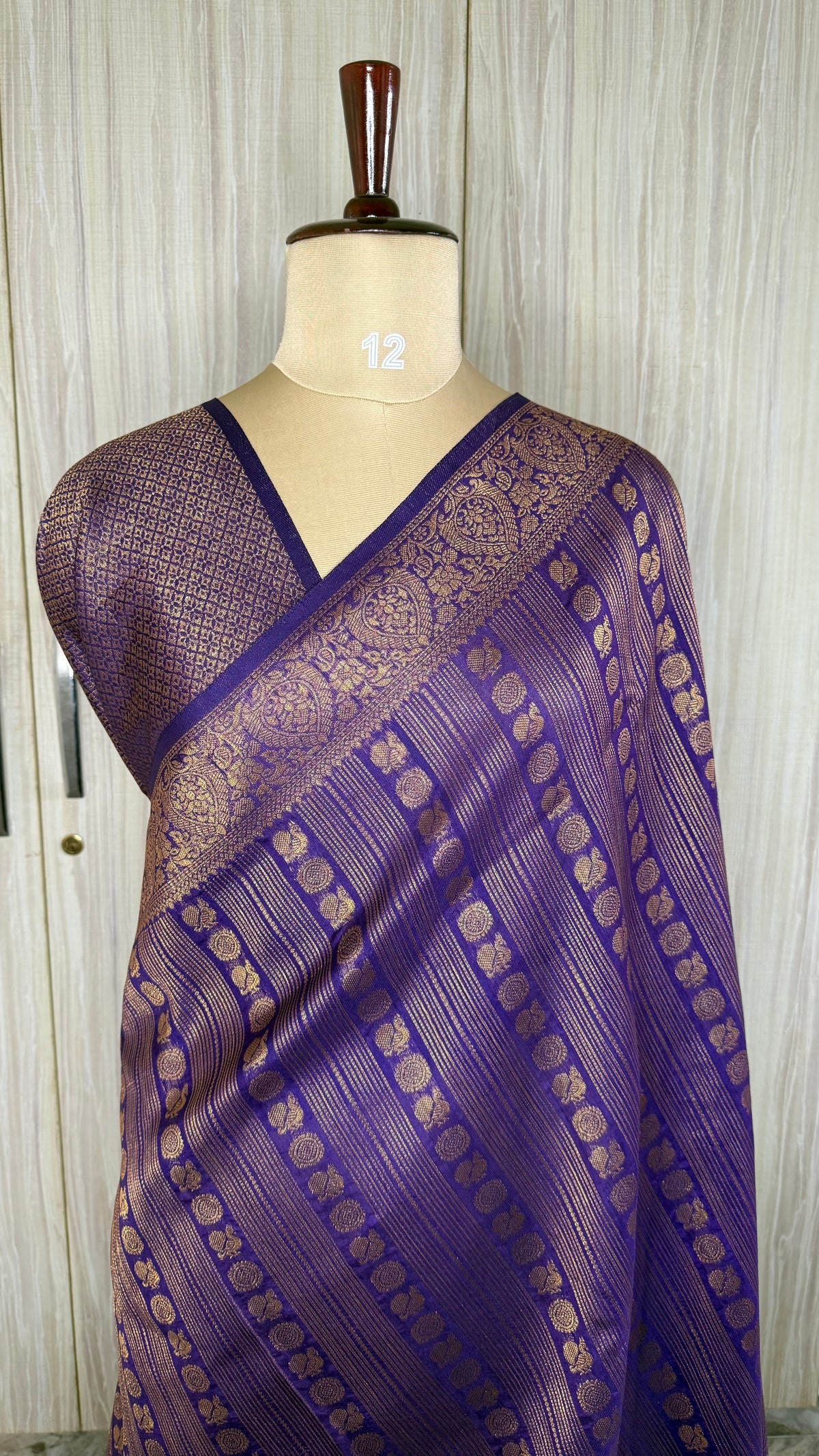 Purple Linen with Brocade Saree