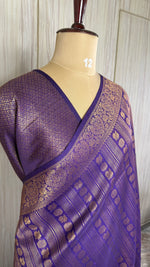 Purple Linen with Brocade Saree