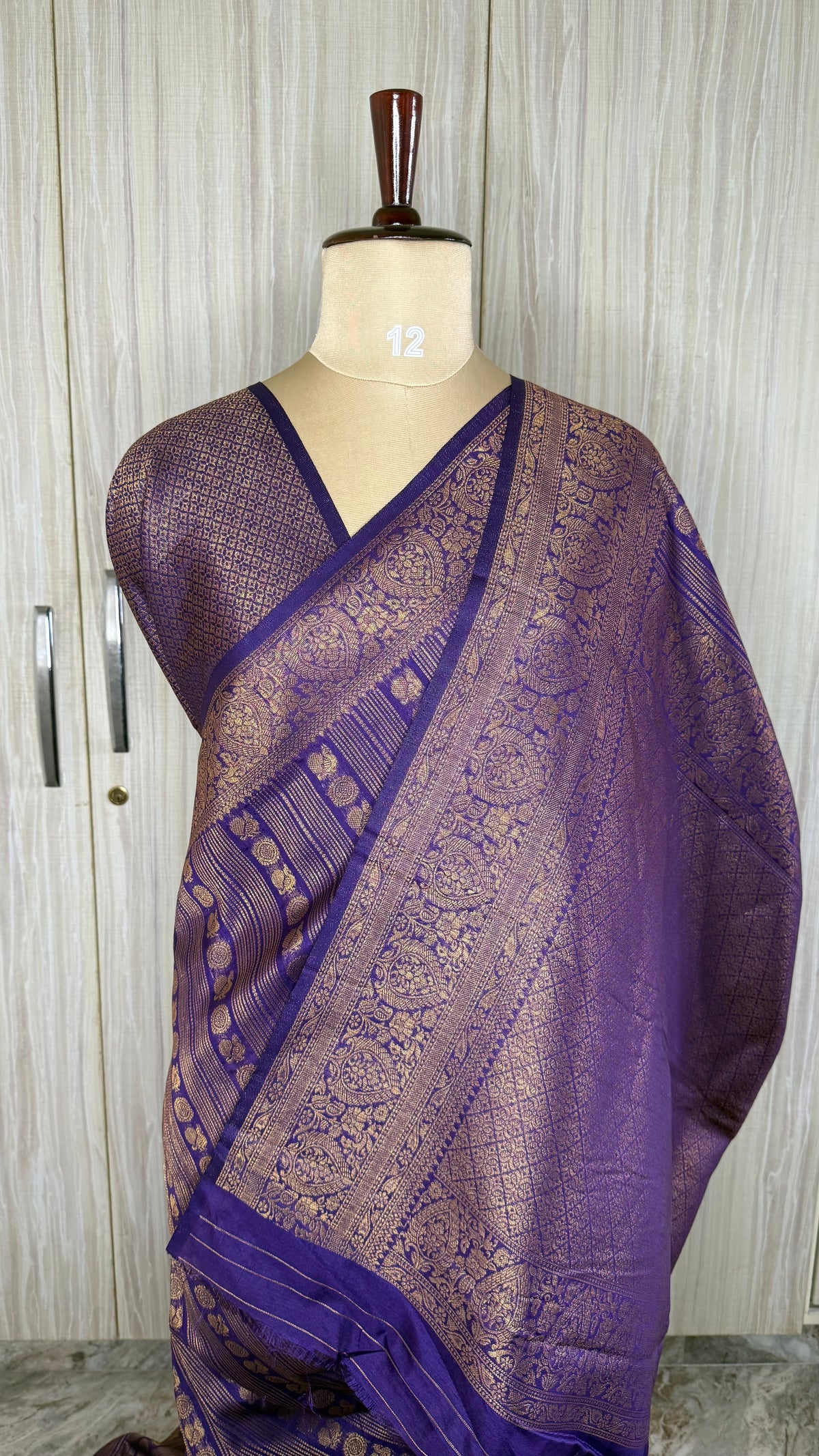 Purple Linen with Brocade Saree