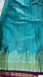 Sky Blue n Megenta Pink Semi Silk