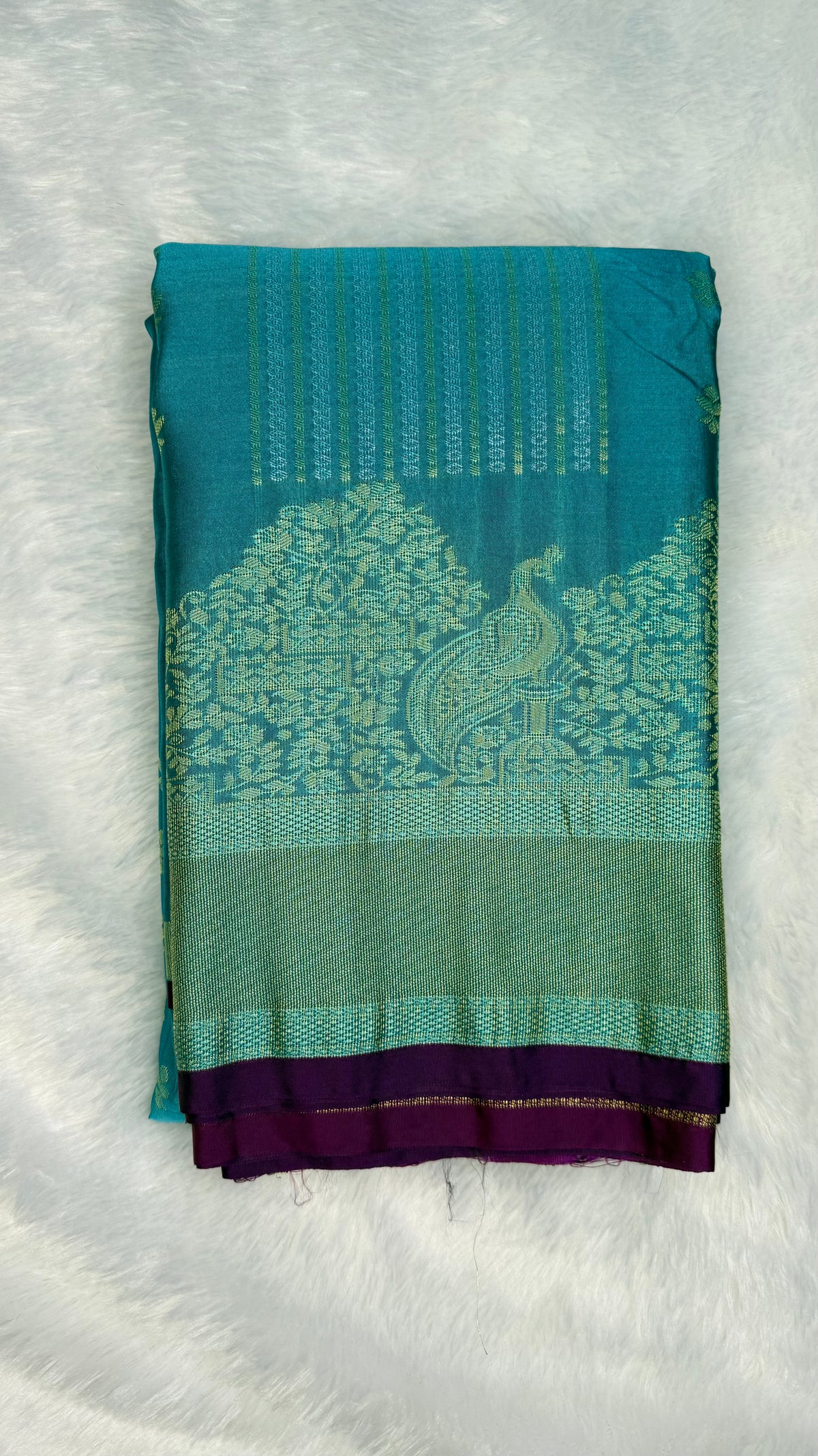 Sky Blue n Megenta Pink Semi Silk