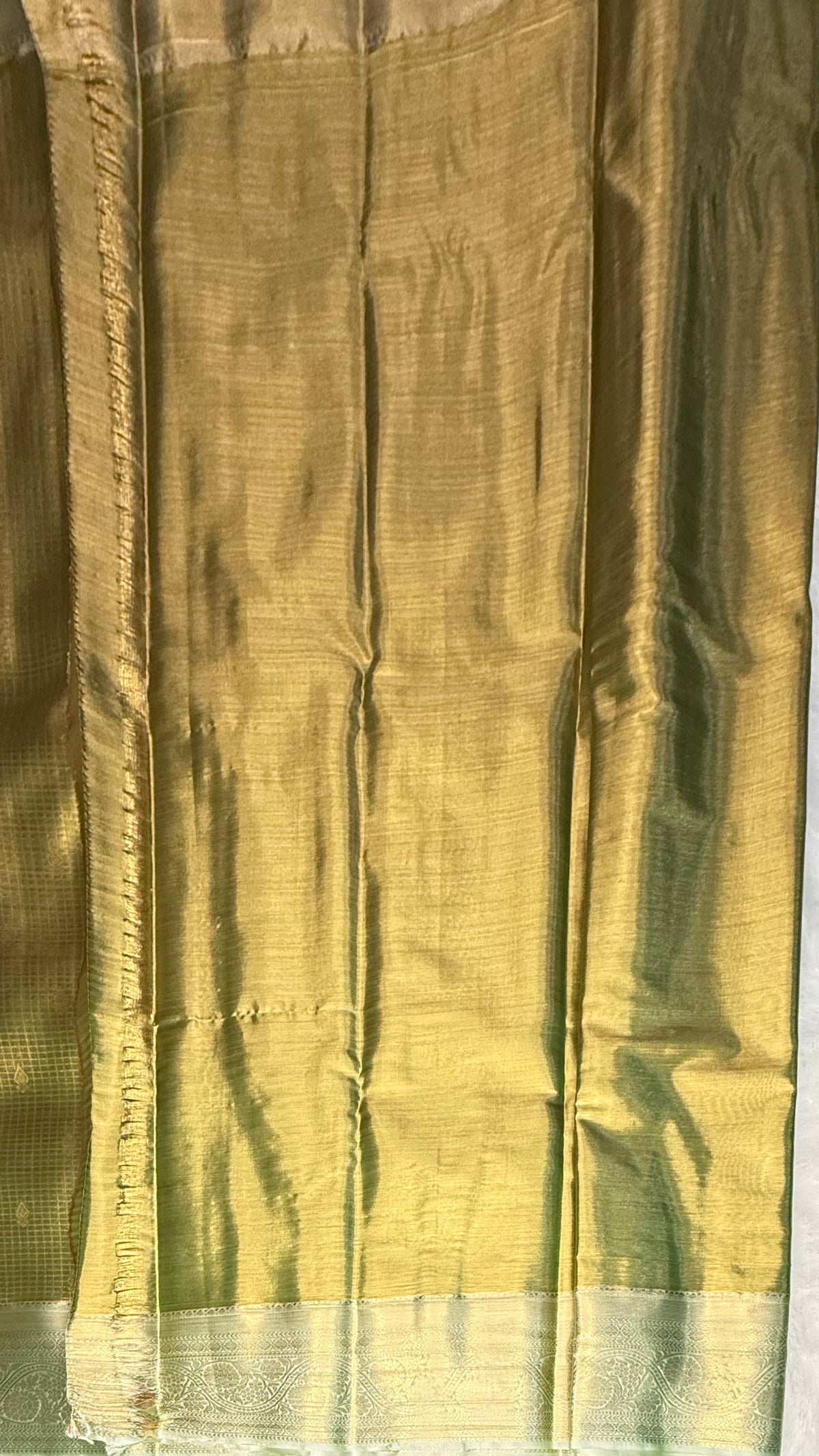 Gold n Pastel Blue Tissue Saree