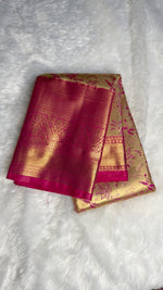 Pink n Gold Brocade Tissue Semi Silk