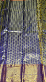 Purple n Gold Brocade Tissue Semi Silk