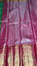 Pista Green n Red Border Tissue Semi Silk