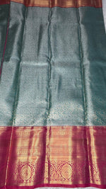 Sky Blue n Pink Border Tissue Semi Silk