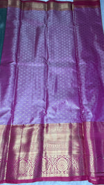 Sky Blue n Pink Border Tissue Semi Silk