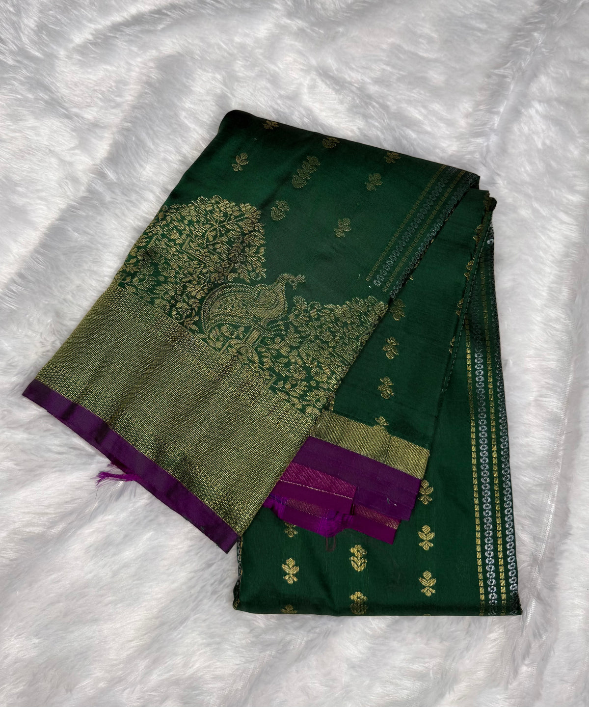 Leaf Green n Megenta Pink Semi Silk