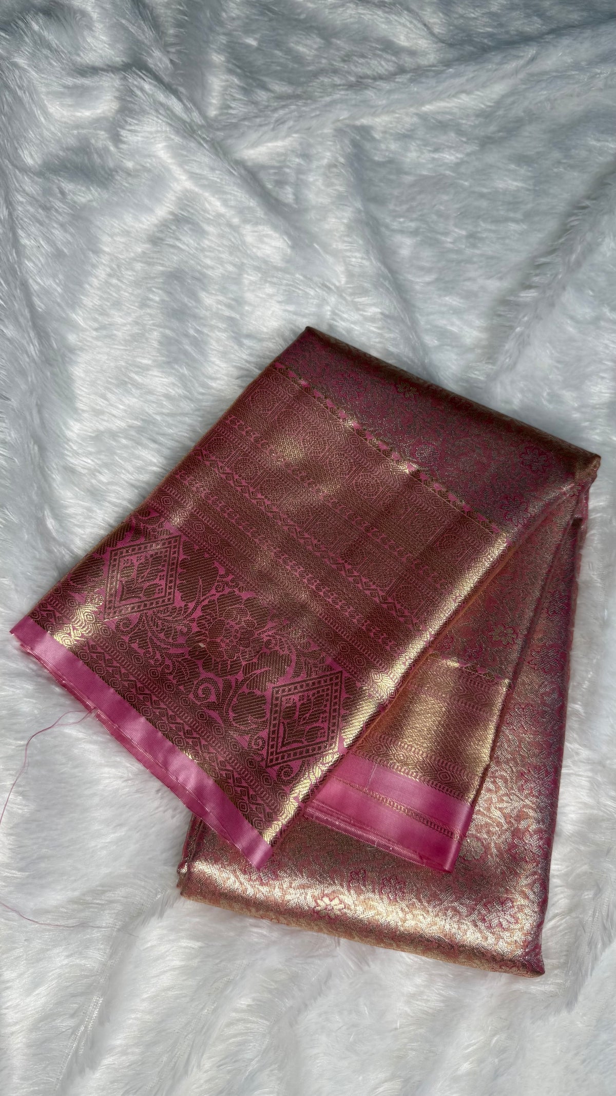Baby Pink Tissue Semi Silk Gold Zari Saree