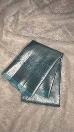 Pastel Blue Tissue Semi Silk Silver Zari Saree