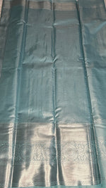 Pastel Blue Tissue Semi Silk Silver Zari Saree