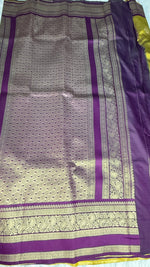 Mustard n Purple Semi Soft Silk
