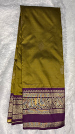 Mustard n Purple Semi Soft Silk