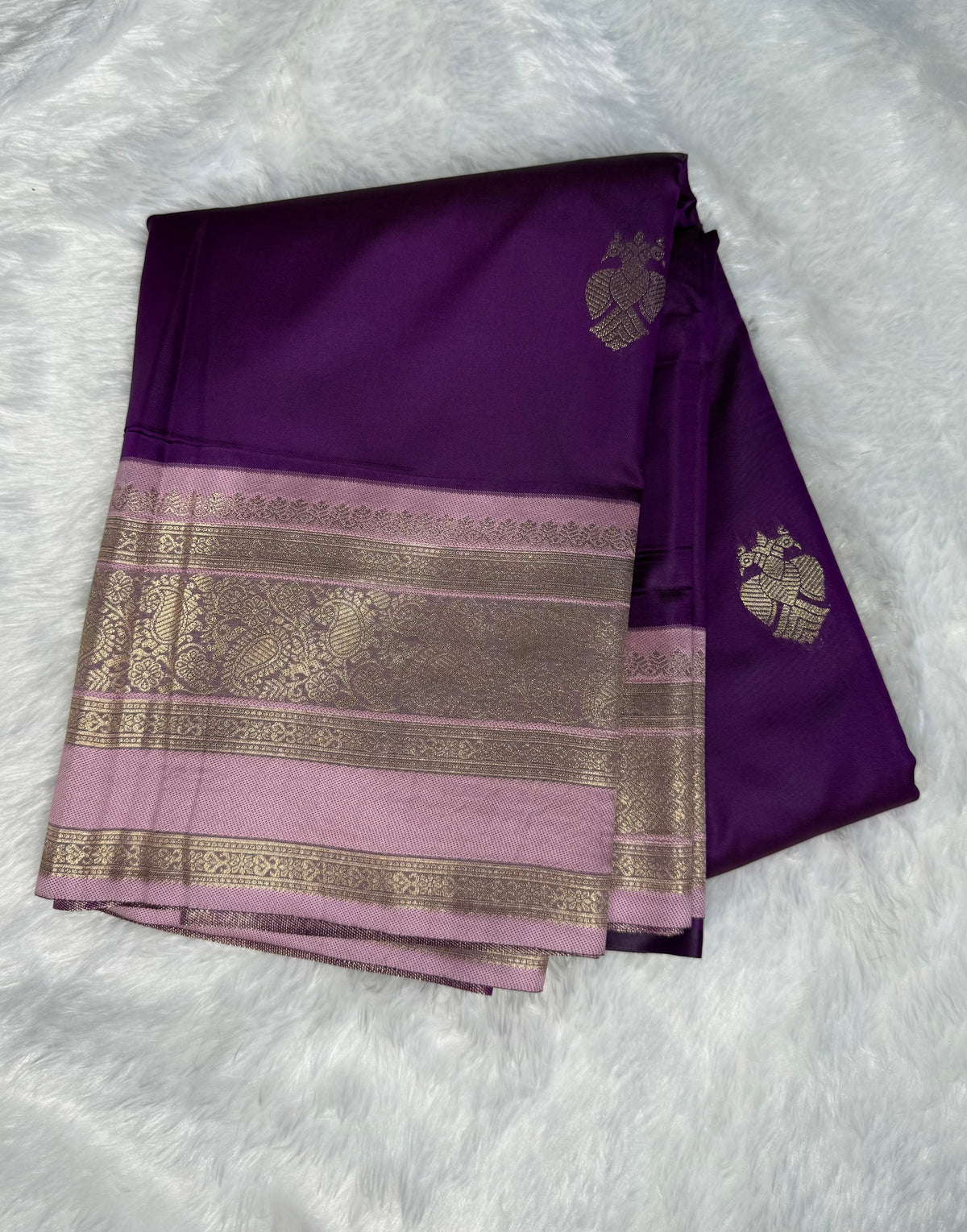 Wine Purple n Baby Pink Semi Soft Silk