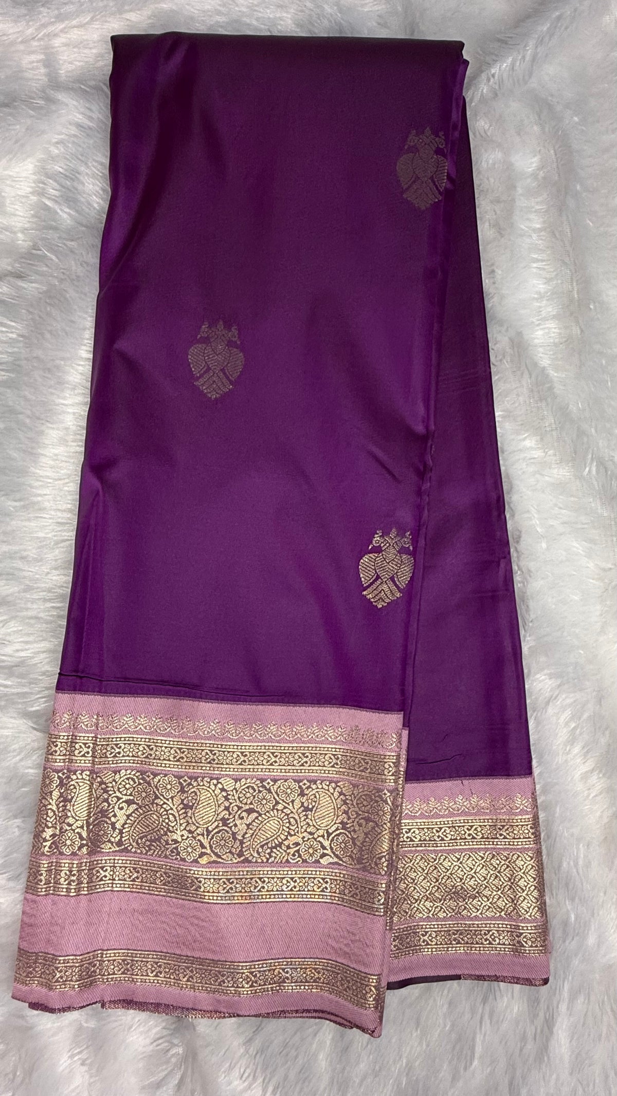 Wine Purple n Baby Pink Semi Soft Silk