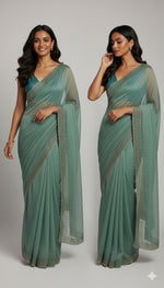 Teal Blue Crush Designer Saree