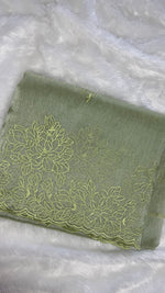 Pista Green Embrodiary tissue Saree